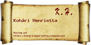 Kohári Henrietta névjegykártya