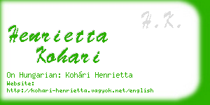 henrietta kohari business card